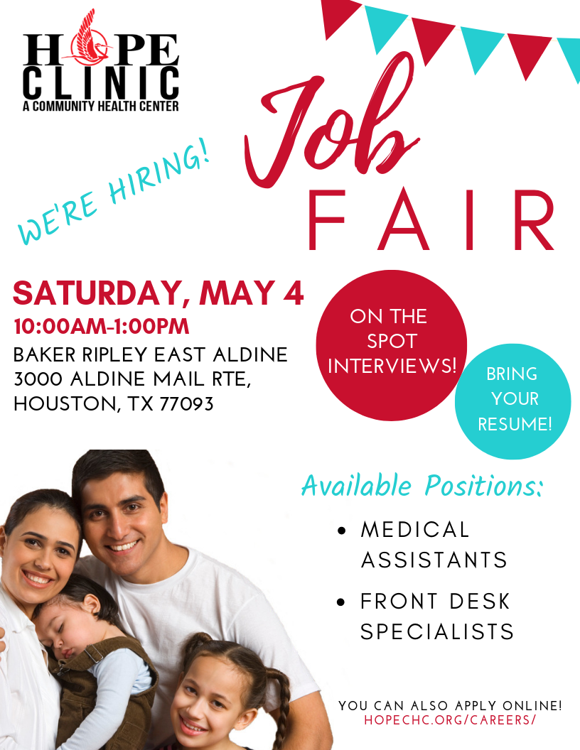 Hope Clinic Job Fair May 4 East Aldine Management District