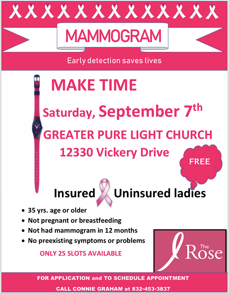 Mammogram: Early Detection Saves Lives, Sept. 7 – East Aldine ...
