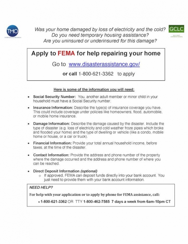 TMO: Apply To FEMA To Help Repairing Your Home – East Aldine Management ...