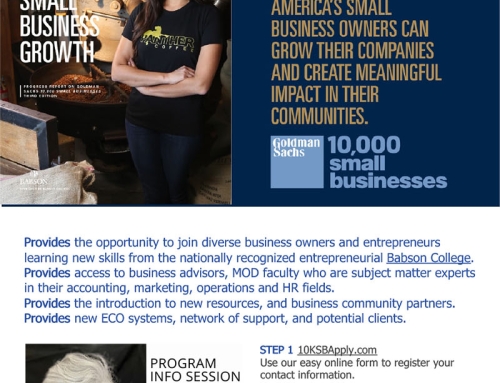 Introduction of the Goldman Sachs 10,000 Small Business Program that INCLUDES 501 (C)3
