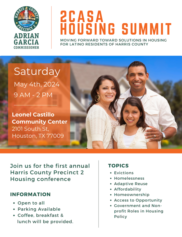 Precinct 2: 2casa Housing Summit, May 4 – East Aldine Management District